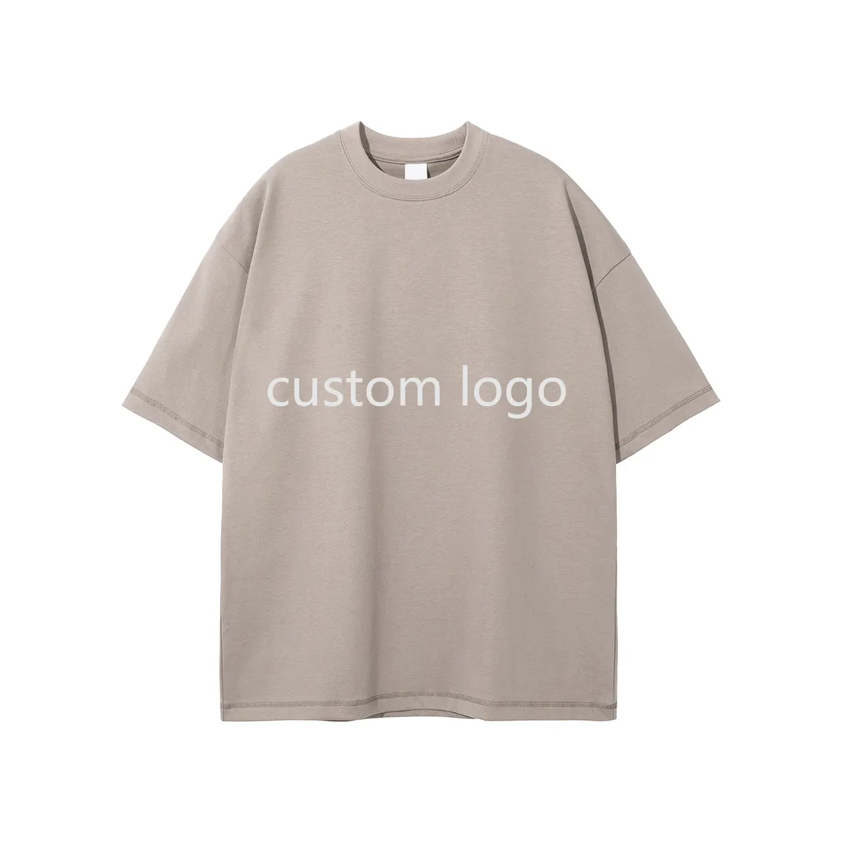 Design personalizado impresso 385gsm em branco plain heavyweight boxy oversized em torno do pescoço t shirt mens t-shirt de algodão unisex tshirt para homens