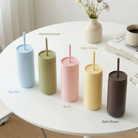 Gobelet Isotherme Mignon 450ml en Acier Inoxydable SUS 316L à Double Paroi, Réutilisable pour Café Glacé, Finition Mate, Paille Incluse, Logo Personnalisé