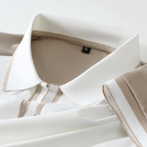 Outurueng t-shirt estiva lavorata a maglia con colletto a gabbiano a maniche corte tinta unita Design semplice con cuciture a contrasto - Product Image 2