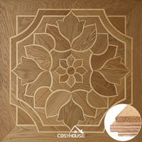 Cosyhouse Parquet multicouche de luxe personnalisé en noyer noir et chêne blanc Couleur personnalisée Motif de feuille Plancher d'ingénierie pour