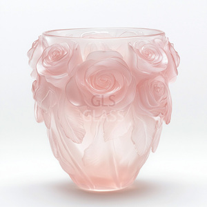 Hand-Carved Home Decor Ornament Crystal Glass <b>Rose</b> <b>Vase</b> - Product Image 5