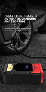 2024 Hot New xe nhảy xách tay <span class=keywords><strong>12V</strong></span> xe 15000 mAh ngân hàng điện xe nhảy bắt đầu với lốp Inflator bắt đầu Máy nén khí - Product Image 2