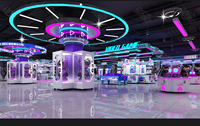Aire de jeux intérieure commerciale Cyberpunk avec toboggan souple, piscine à balles et machine de jeu d'arcade
