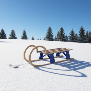 D0100HPI6F7 Foldable Plywood <b>Sled</b> 43.3 In Beige Wood Winter Kids Outdoor <b>Snow</b> Sledding Equipment - Product Image 2