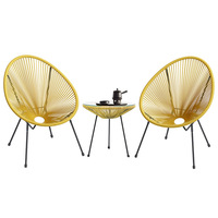 3-teiliges Bistro-Set aus PE-Rattan mit Stapelstühlen und Tisch aus gehärtetem Glas für Hotel, Café, Terrasse im Freien