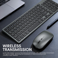Mini clavier à commutateurs à ciseaux, double mode BT 2.4G, ensemble clavier et souris de bureau, touches multimédias, clavier sans fil rechargeable