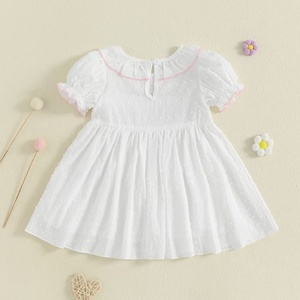 Vestido de Algodón con Letras y Logotipo Personalizado para Bebé, Ropa Infantil de Verano, Cuello Redondo, Manga Abombada, 1 Unidad - Product Image 2