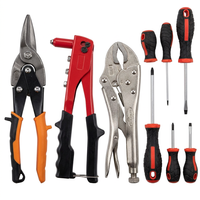 Multifunction Hand Tool Set Metal Repair Kit Adjustable Wrench Pliers Utility Knife Rubber-Grip Handles OEM for Maintenance