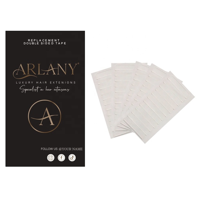 ARLANY Custom Packaging 60 Tabs Pack Single Sided Tape for Hair Extensions Seamless Replacement Tape for Tape in Hair Extensions