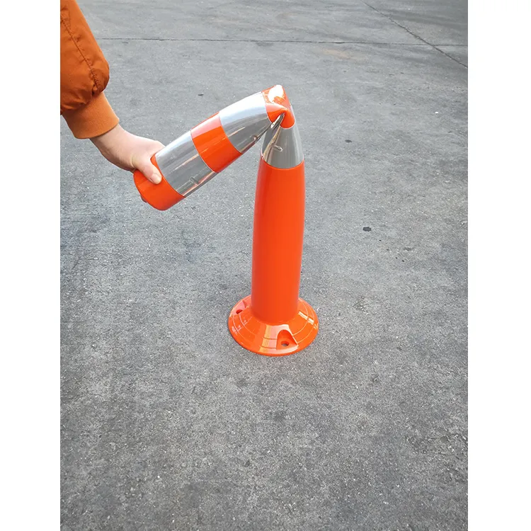 Bollard de sécurité routière en plastique réfléchissant PU rebond