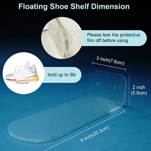 Clear Acrylic Customizable Color Logo Floating Shoe Display Stands <b>Sneaker</b> <b>Shelves</b> Wall Mounted 3-5mm Thick Custom Shape - Product Image 5