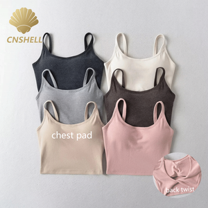 Canottiere Crop da donna con Logo personalizzato estivo Sexy lavorato a maglia senza maniche con Top corto incrociato da donna con reggiseno - Product Image 1