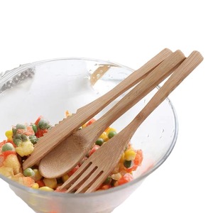 Ensemble de couteau, fourchette et cuillère en bambou 20 cm, écologique, réutilisable, ustensiles de camping - Product Image 3