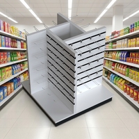 Étagère de présentation robuste en métal à 4 niveaux, gondole autoportante pour supermarché, rayonnage pour magasin de détail et épicerie