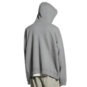 เสื้อฮู้ดโอเวอร์ไซส์แบบซิปเต็มตัว สีเทาเฮเธอร์ ทรงหลวม เปิดด้านหน้า สไตล์สตรีทแวร์ เสื้อคลุมแบบไม่มีลาย  รับสกรีนโลโก้ - Product Image 4