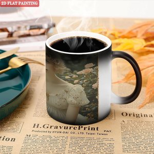 High Frosted Density <b>Ceramic</b> <b>Mug</b> 11oz Black Heat Activated Color Changing Coffee Tea Cup - Product Image 5