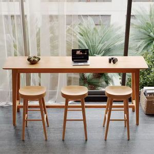 Juego de Mesa y Sillas de <span class=keywords><strong>Bar</strong></span> de Madera Maciza, Estilo Moderno, para Sala de Estar, Balcón, Diseño Casual de Pared Estrecha y Patas Altas, para Hoteles, de 1 a 4 Personas - Product Image 2