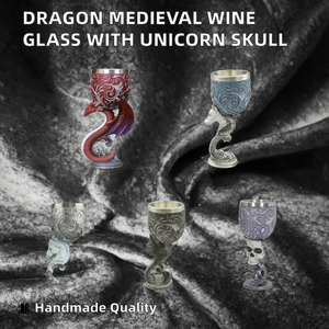 Tasse à <span class=keywords><strong>bière</strong></span> européenne médiévale DRA55 personnalisée, grande tasse rouge Dragon, faite à la main, <span class=keywords><strong>licorne</strong></span>, crâne, verre, résine, acier inoxydable, 6,5 oz - Product Image 2