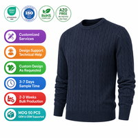 Pull en laine mélangée tricoté sur mesure pour homme, col rond, manches longues, rayé, décontracté, pour le bureau, respirant, haut d'hiver