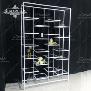 Su misura <span class=keywords><strong>bianco</strong></span> trasparente vetro superiore del <span class=keywords><strong>vino</strong></span> espositore in ferro vernice finitura elegante pannello per mobili per la casa eventi di nozze feste - Product Image 2