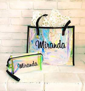 Logo personnalisé Transparent Holographique PVC Cadeau Hologramme Laser Plage Irisé Tote Shopping Bag - Product Image 3