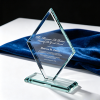 Plaque de récompense en verre de jade transparent Icepeak Shape, trophée en cristal clair pour employés, championnat mensuel, remise de diplôme scolaire