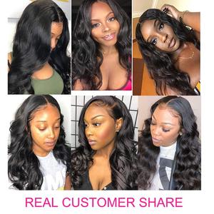Peluca de <span class=keywords><strong>cabello</strong></span> humano brasileño con flequillo para mujer afroamericana, pelo Natural <span class=keywords><strong>ondulado</strong></span> con encaje frontal HD 130% - Product Image 6