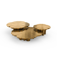 Tables basses de luxe en acier inoxydable doré 3 pcs pied moderne rond brillant or centre de table ensemble pour le salon