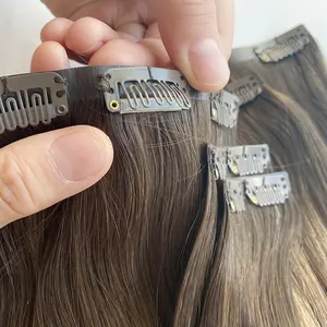 Demi-perruque de cheveux humains Remy, extensions de cheveux à clipser invisibles pour femmes, extensions de cheveux humains naturels faits à la main.