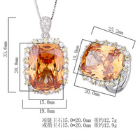 XILIANGFEIZI Ensemble de bijoux de haute qualité, collier et bague en cuivre plaqué or, coloré, pour femmes, 15*20