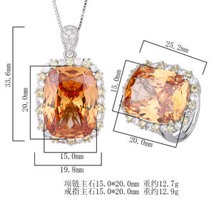 Conjunto de Colar e Anel de Joias de Alta Qualidade XILIANGFEIZI, Novo, em Cobre Banhado a Ouro, Imitando Cor de Tesouro para Mulheres 15*20 - Product Image 3