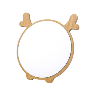 Miroir de maquillage de bureau en bois, rond, portable, à une seule face, pour étudiants et dortoirs - Product Image 5