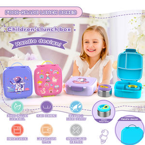 Aohea New Pre-sale Bento Box for Children 3 Compartment LeakProof Insulated Stainless Steel Lunch Box Jar Set Back in School - Product Image 2