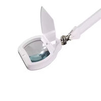 White Adjustable Arm Magnifying Desk Light Square Illuminated Magnifier Lamp with Dust Lid for Manicure Handmade Hobby Projects
