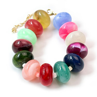 Bracelet vintage en résine texturée tourbillonnante multicolore avec perles abacus épaisses pour femme