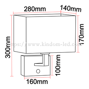 Aplique rectangular de estilo nórdico E27 Base Lámpara de mesa de tela Lámpara de pared de cabecera de hotel - Product Image 6