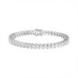 สร้อยข้อมือเพชรทรงมาร์คีส์สังเคราะห์แบบคลาสสิก ทอง 14 กะรัต สีขาว/เหลือง/โรสโกลด์ ความใส VVS2 รับรองโดย IGI ดีไซน์ทันสมัย - Product Image 1