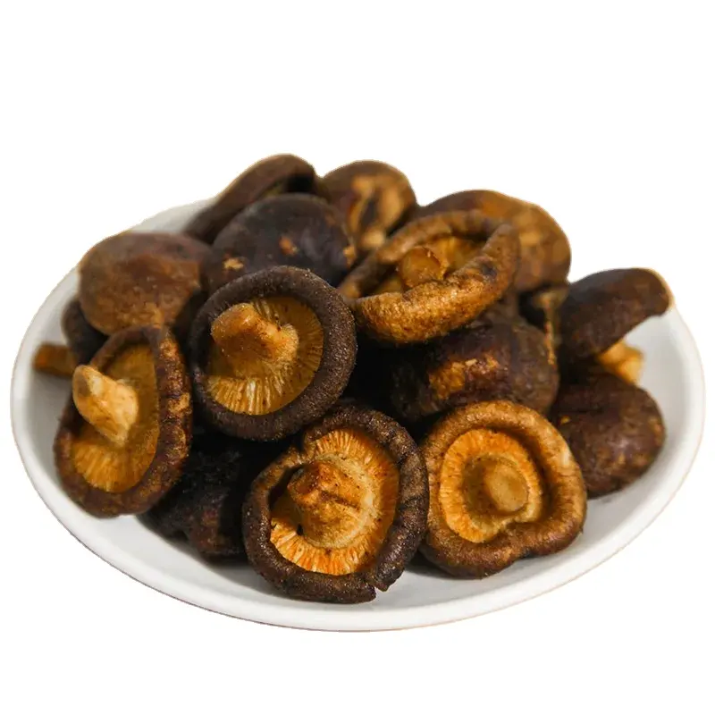 Düşük yağ tuzlu munchies kurutulmuş shiitake çıtır organik vakum kızarmış mantar dilimlenmiş