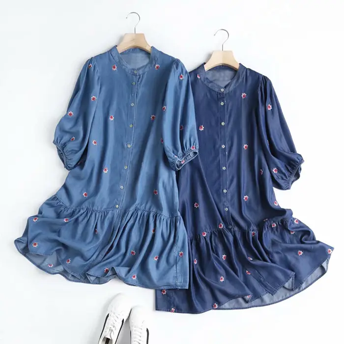 L371 Новый 2021 женские Элегантный дизайн Цветочная вышивка рубашка с длинным рукавом, одежда для девочек оптовая продажа, 5
