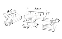 Ensemble de canapés, meubles, salon moderne, canapé modulaire en cuir