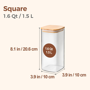 Square Borosilicate Glass Food Storage Jar With <b>Bamboo</b> Lid and Silicone Seal - Product Image 2