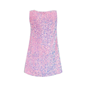 Robes pour filles rose à sequins, motif bonbon, sans manches, coupe trapèze, irisées, avec nœud scintillant, pour fête, mini, pour tout-petits, boutique - Product Image 3