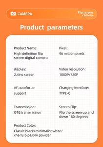 Appareil <span class=keywords><strong>photo</strong></span> numérique haute résolution FHD 1080P Appareil <span class=keywords><strong>photo</strong></span> CCD 180 degrés Flip Autofocus Selfie Avant Arrière Photos Vidéos Vlogging Double caméra - Product Image 6