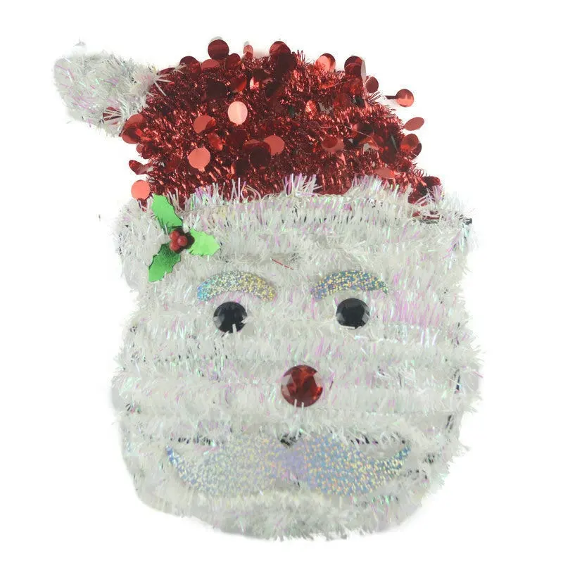 Fabrik Heißer Verkauf Folie Glitter 3D Kunststoff Rahmen Santa Claus PET Lametta Weihnachten Ornament Baum Hängen Dekorationen