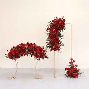 LFB2398-1 <span class=keywords><strong>Centrotavola</strong></span> da Matrimonio di Lusso in Metallo Dorato con Fiore Rosso Decorativo - Product Image 6