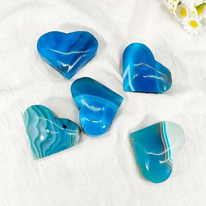 จี้หัวใจอาเกตสีน้ำเงินขัดเงา คริสตัลบำบัด พลอยอาเกตธรรมชาติ สำหรับทำเครื่องประดับ DIY ขายส่งจำนวนมากจากโรงงาน - Product Image 4