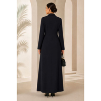 Blazer Abaya en Tissu Crêpe Noir, Modeste, Islamique, Structuré, Manteau Long, Fabrication OEM de Haute Qualité