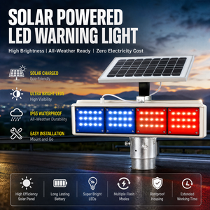 Luce di Segnalazione Lampeggiante Solare Ultra-Luminosa in Alluminio IP68 Impermeabile, Luce di Avvertimento Stroboscopica LED Solare Rossa e Blu - Product Image 2