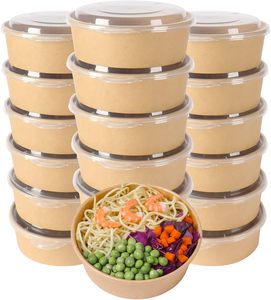 Recipientes de Papel para Ensaladas con Tapa, Envases Ecológicos de 750ml, 1000ml, 1075ml, Caja de Papel Kraft para Aperitivos - Product Image 1