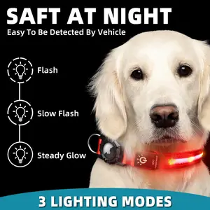 2024 New Arrival Custom Nylon Waterproof Light Up Air Tag Led Pet Dog Collar